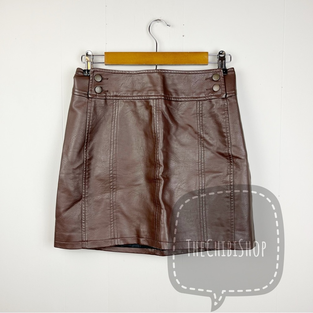 Free People Brown Leather Mini Skirt NWT sz 4